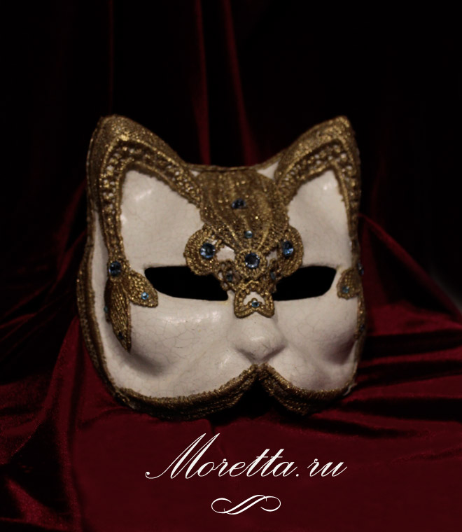 Венецианская маска кота с кружевом1